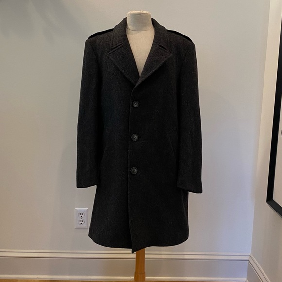 John Christian Collection International Mens Charcoal Gray Wool Coat / Size L - Picture 2 of 16